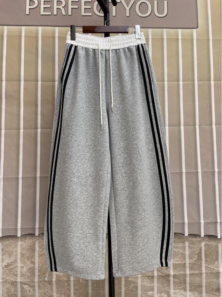 Huamian 2025 Autumn Wide-Leg Striped Sweatpants for Women - Versatile and Casual Drape Style
