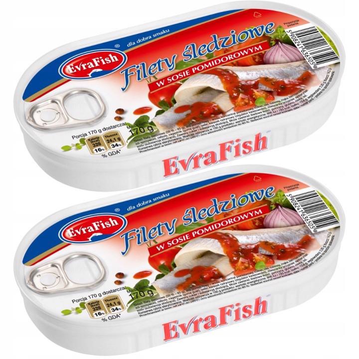 Evrafish Filet śledziowy w sosie pomidorowym 170 g x 2 sztuk