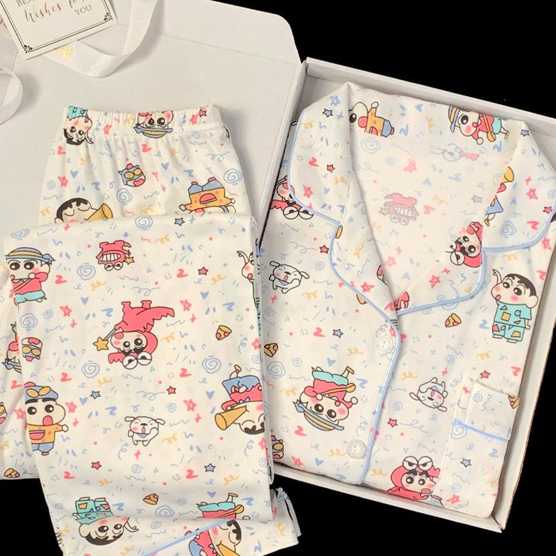 

Пижама с длинными рукавами и брюками Женская Осенняя Новинка Милый Мультяшный Домашний Комплект Реальное Фото 2XL