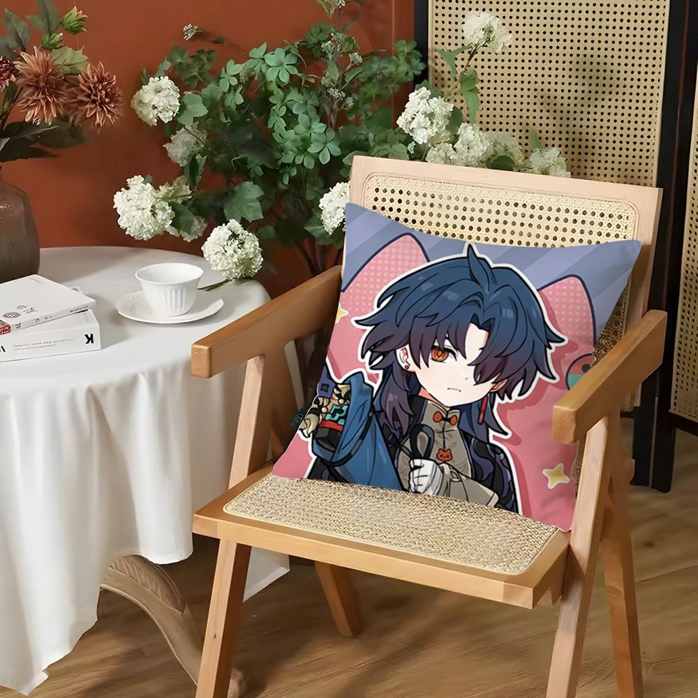 Chibi Cute Honkai Star Rail Cushion Cover Silky Short Plush Invisible Zipper Dustproof Sofa Pillow Case for Home Decor