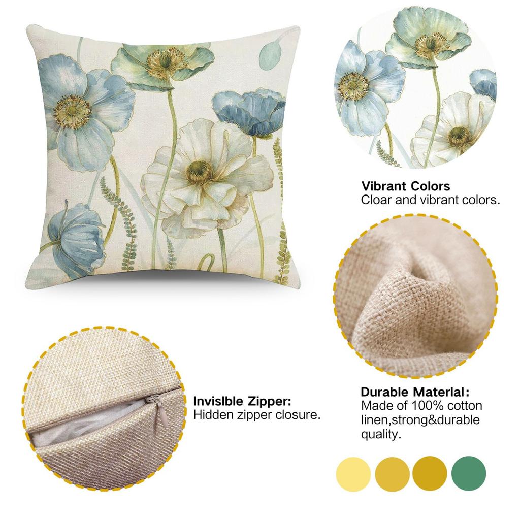 Art Floral Cotton and Linen Pillow Case Car Pillow Sofa Cushion