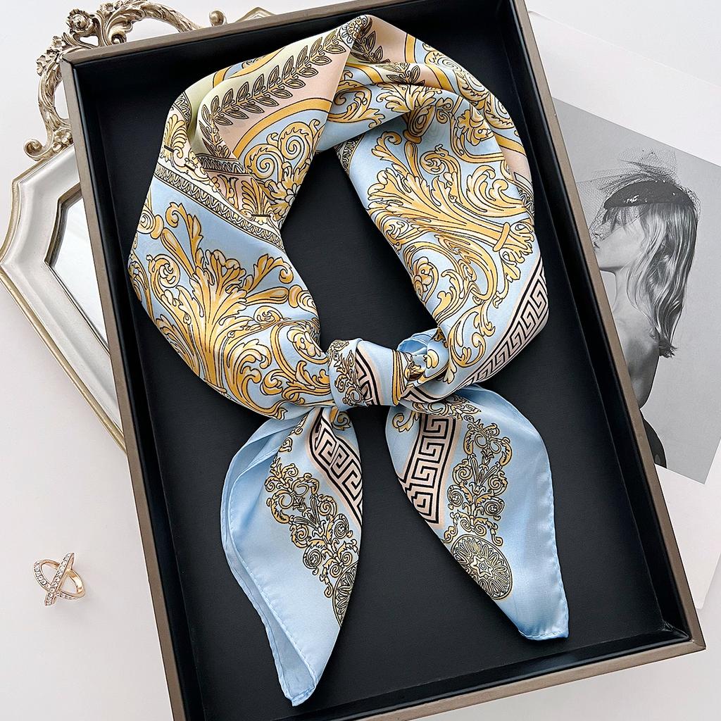 Luxury  Neckerchief Silk Feeling Scarf For Women Design Hair Bands Satin Square Headscarf Ribbon Lady Wrist Hand Wrap Shawl