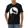 Howling Wolf Moon Men's Short Sleeve T-Shirt Cotton Athletic Workout Casual Shirts Quick-Drying Tees Black