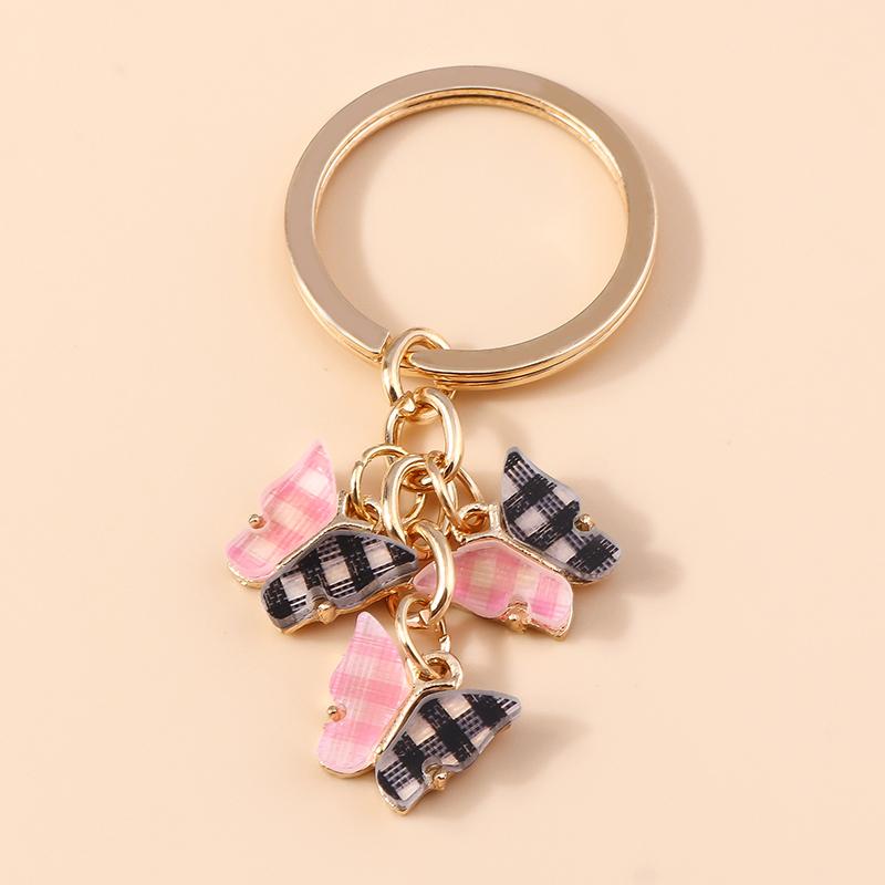 Cute Colorful Butterfly Keychains Enamel Animal Keyrings Souvenir Gift for Women Men Handbag Pendants Key Chains DIY Accessories