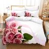 Rose Duvet Cover QueenRomantic Floral Bedding Set for Girls CoupleBlossom Flowers Quilt Cover Valentine's Day Bedspread Cover