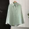 Women's Long Sleeve Shirt Solid Color Button Up Lapel Blouse Breathable Casual Loose Fit Shirt for Work Daily Life Travel