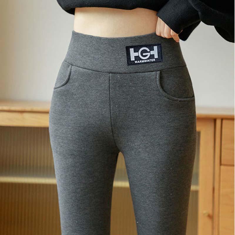 Women Winter Thermal Thicken Lambwool Leggings Warm Velvet Tights High Waist Elastic Skinny Pants