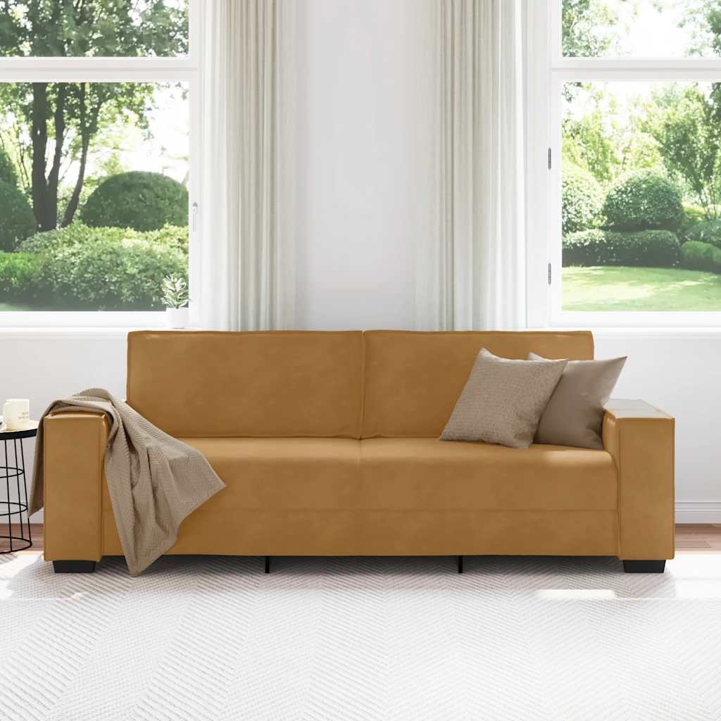 3 Seater Sofa in Brown 220 x 78 x 84 cm Velvet