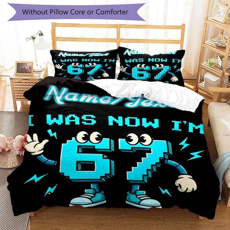 3PC Custom Name Anniversary Celebration Bedding Set Printed Bedding Set Duvet Cover Closure Includes 1 Duvet Cover & 163 Pillowcases for Bedroom