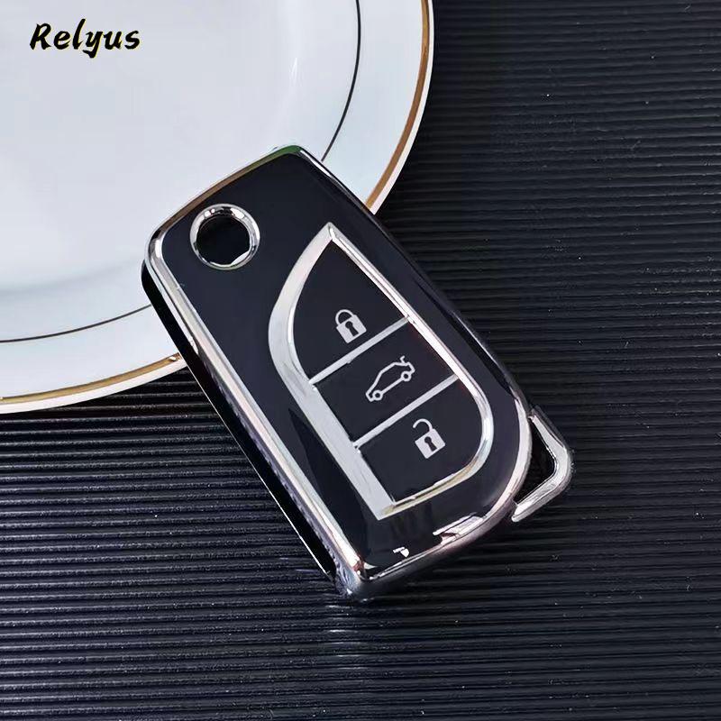 

Tpu Car Folding Key Case Protection Shell For Toyota Corolla Camry Avensis Prado Fortuner Rav4 Chr Vios Highlander Keyless Cover