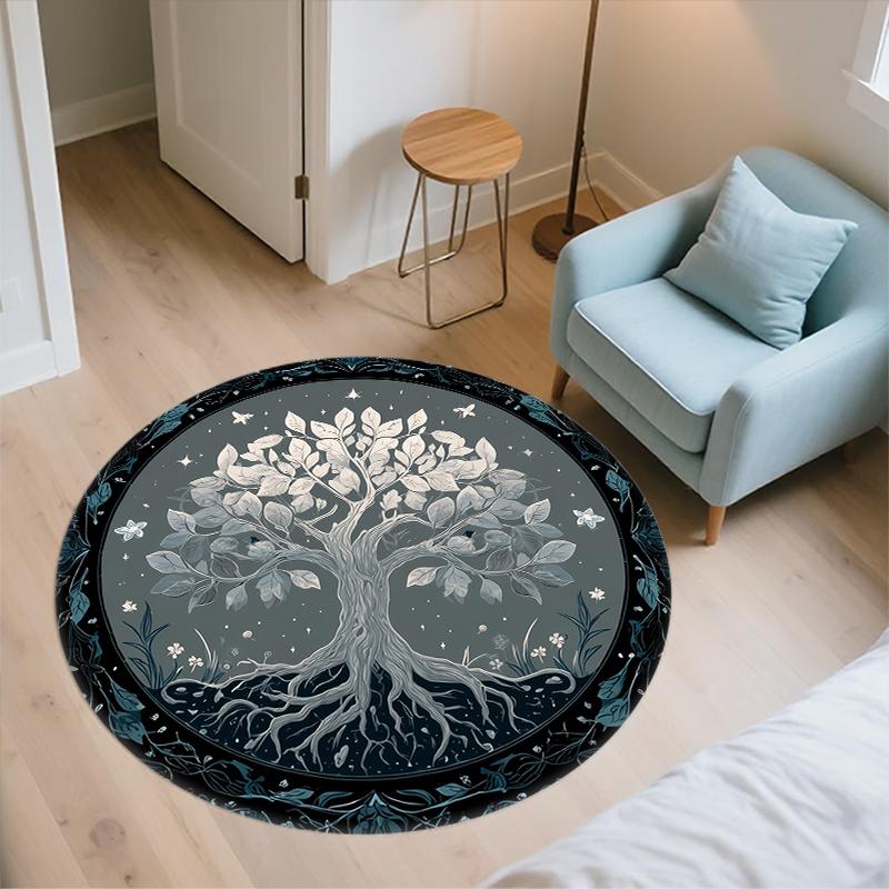 Tree of Life pattern round rug,Carpet Rug for Living Room Bedroom Sofa Playroom Decor,Non-slip Floor Mat,Holiday Gifts and Birthday Gifts.