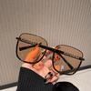 Fashion Transparent Light-Colored Tan Sunglasses Round Long Face Street Shot Xiaohongshu Couple Glasses Yellow Lenses