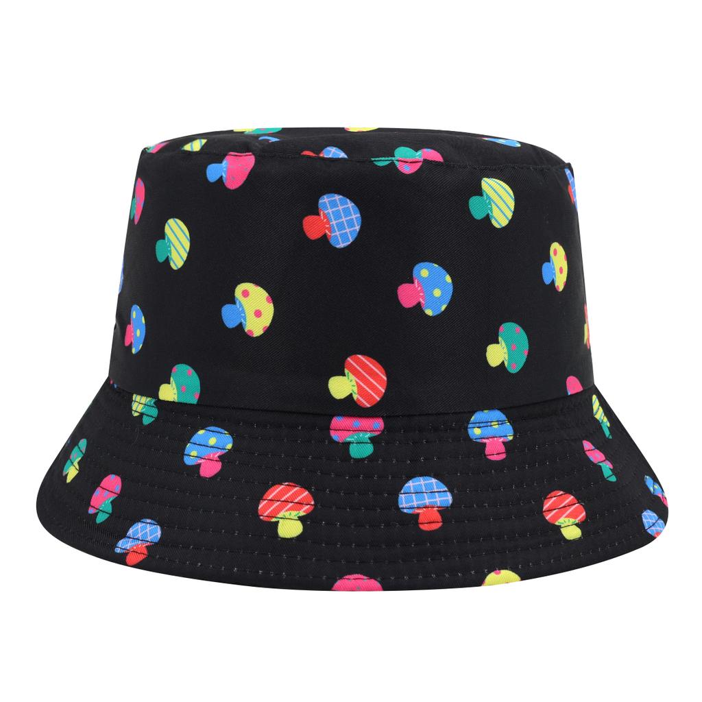 Mushroom Print Reversible Bucket Hat Women Men Summer Outdoor Sunscreen Fisherman Hat Unisex Fashion Decorate Sun Panama Hip Hop