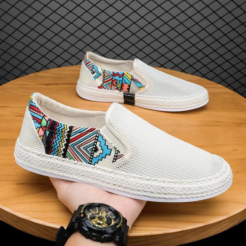 Fashion Men Casual Shoes Breathable Vulacnized Shoes Loafers Sneakers Outdoor Comfort Slip On Flat Canvas Shoe Adult Moccasins Zapatos