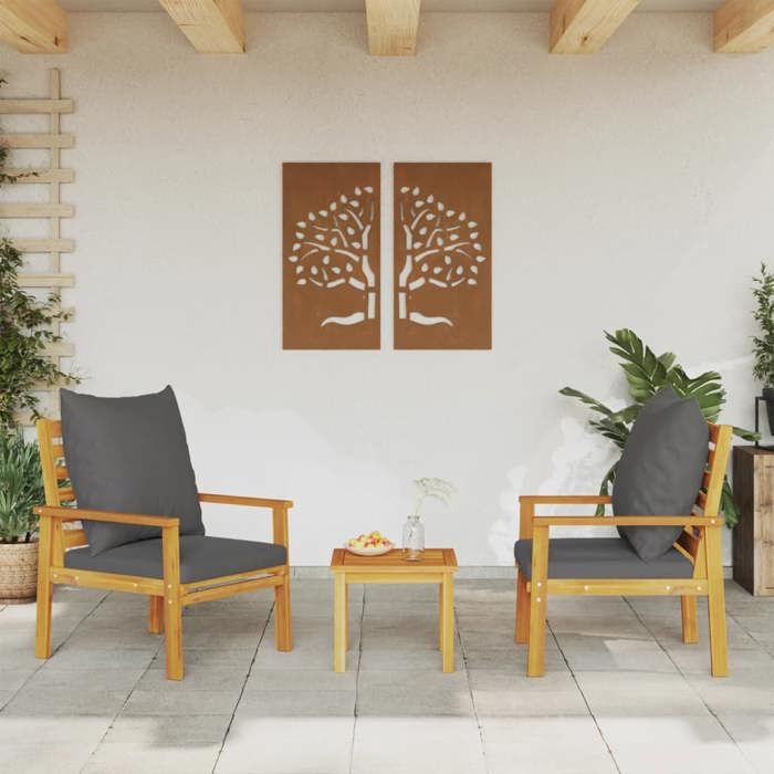 VidaXL Lot de 2 Fauteuil de Jardin avec Coussin, Chaises avec Accoudoirs, Sièges avec Dossier Patio Terrasse Extérieur, Bois 366376