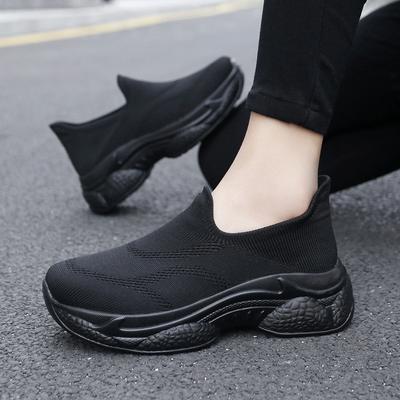 Couple Sports Jogging Shoes Summer One-pedal Lazy Casual Shoes Flying Weaving Breathable Lightweight Wear-resistant Running Women's Shoes