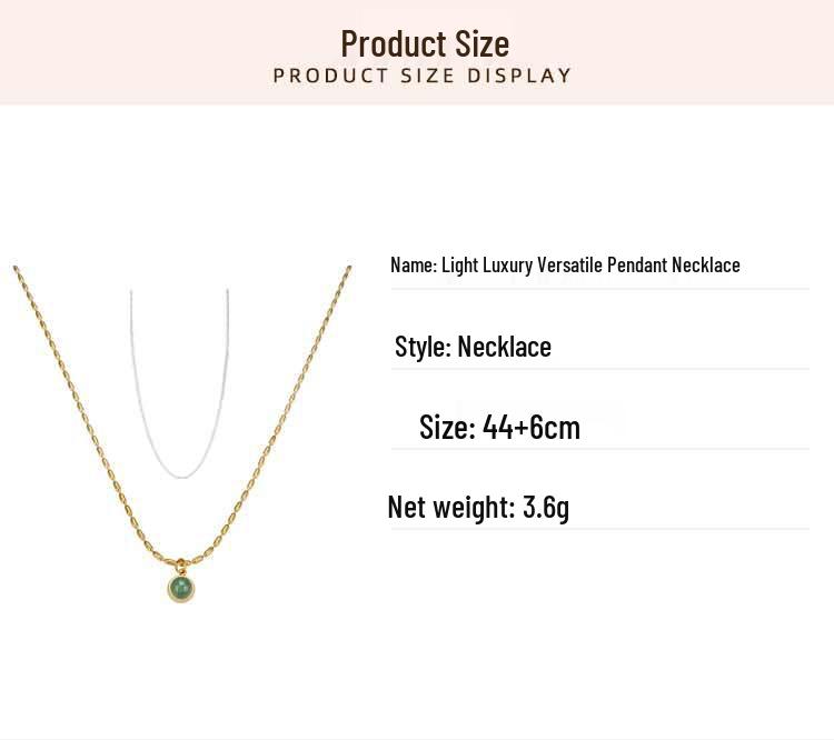 Elegant Korean-Japanese Style Titanium Steel Necklace with Colorfast Natural Stone Pendant - Light Luxury Sweater Chain