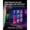 IFYOO RGB Gaming Headset Stand with 2 USB Ports and 1 Type-C Port Black and White Gaming Accessory for PC Xbox PS5 PS4