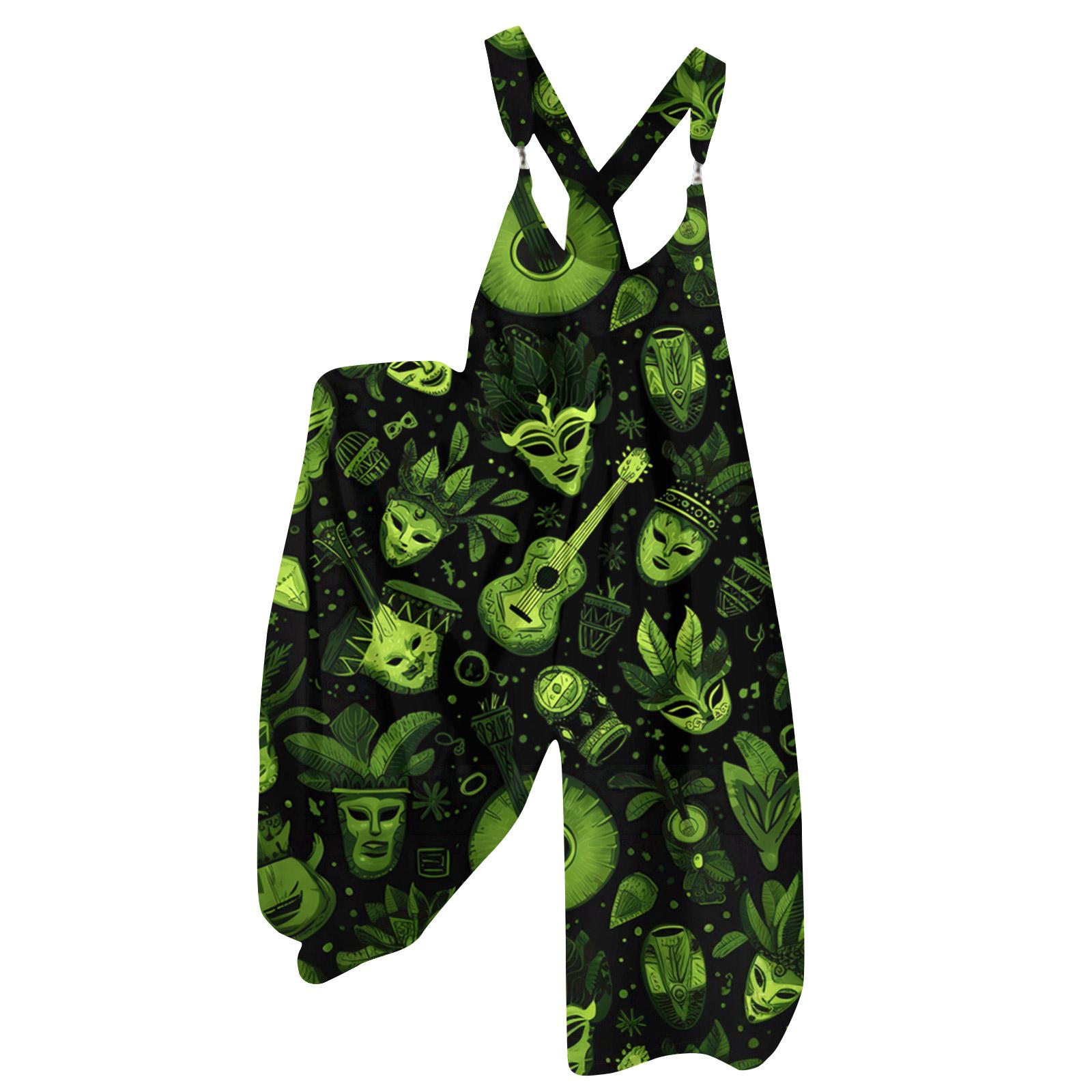 

Women s Overalls Print Vintage Jumpsuit (Non-Adjustable Straps) XXXL