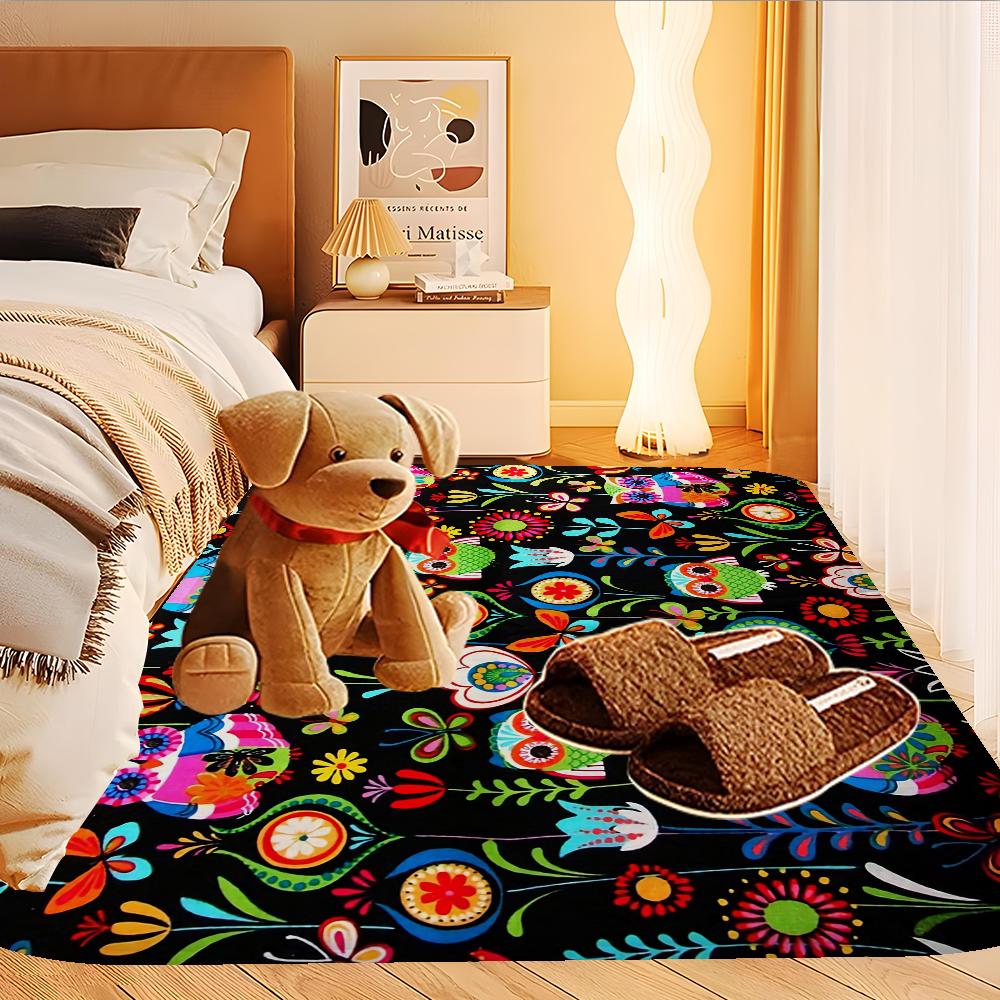 Pattern Colorful Owls Floor Mat INS Style Soft Bedroom Floor House Laundry Room Mat Anti-skid Household Carpets