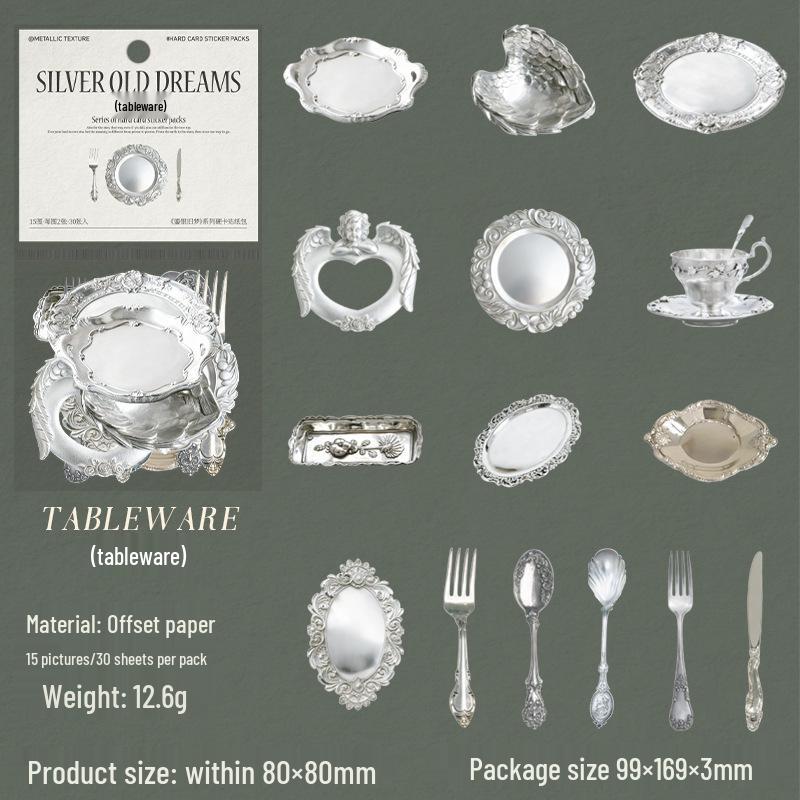 Gilded Dream Antique Silver Sticker Set: European Tomato Girl Journal Decoration (6 Styles)