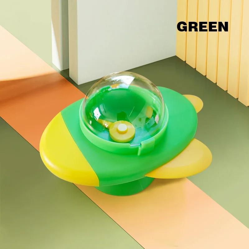 Pet Rocket Food Dispensing Toy - Spinning Leaky Ball Spaceship Puzzle Feeder, Interactive Slow Feeding Pet Enrichment Toy зелёный