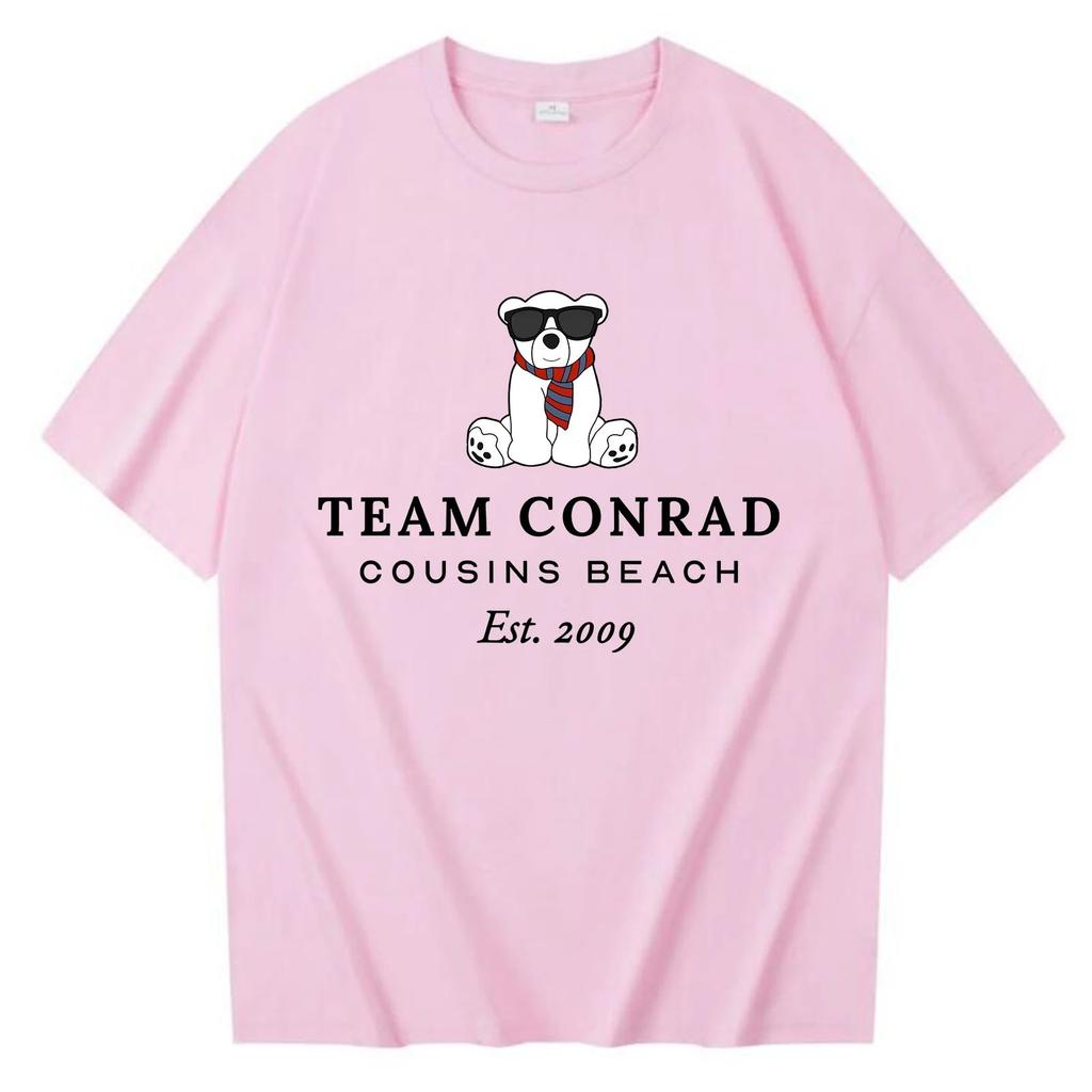 TEAM CONRAD COUSINS BEACH Print Cotton T Shirt Fashion Casual Loose Short Sleeve Streetwear Tops Unisex Oversized