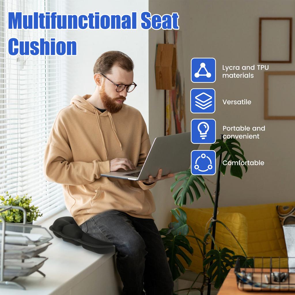 3D Inflatable Travel Cushion Portable Lightweight Air Seat Cushion Ergonomic Air Chair Cushion for Home Office Car Traveling