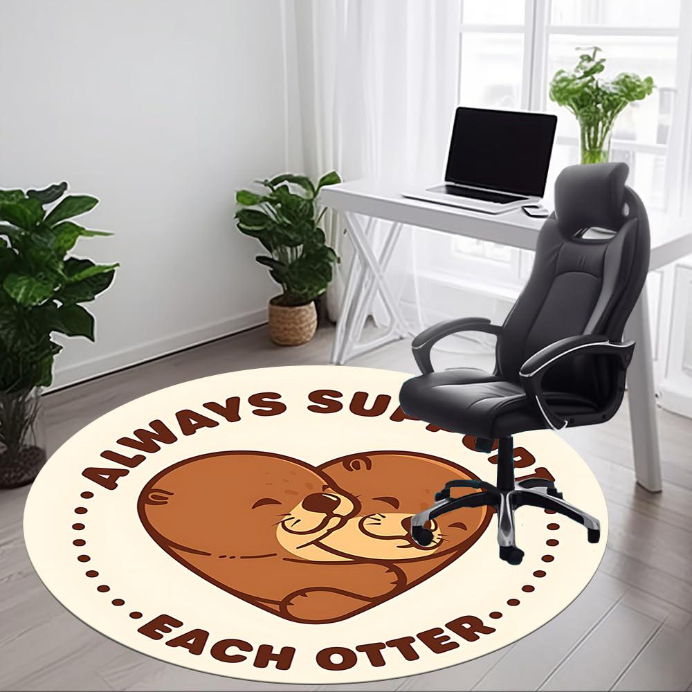 1pc Otters Office Round Area Rug, Indoor Mat Suitable For Office, Under Office Chairs Bedroom Living Room Home Decor, Room Deco