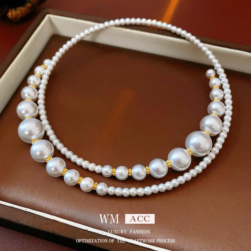 Irregular Cross Pearl Collar Versatile High Sense Fashion Clavicle Chain French Vintage Light Luxury Necklace Women