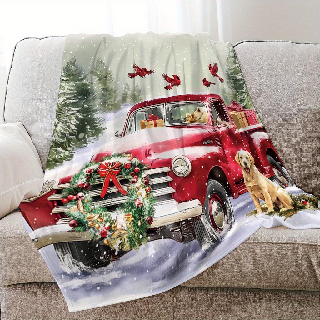 Winter Snow Truck Christmas Blanket Blanket Decoration Soft Comfortable Flannel Blanket Sofa Bed Decoration Blanket