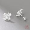 925 Silver Flower Stud Earrings for Girls Korean Screw Ear Bone Nail Ladies Piercing Jewelry Lily Design