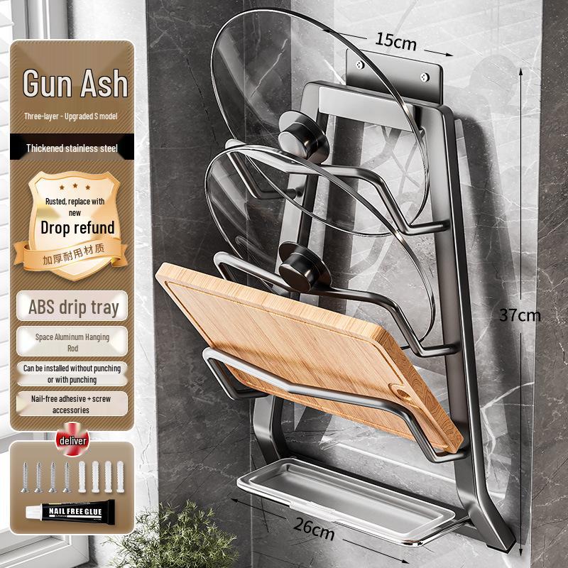 Multi-functional Kitchen Countertop Rack for Pot Lids, Spoons, and Spatulas