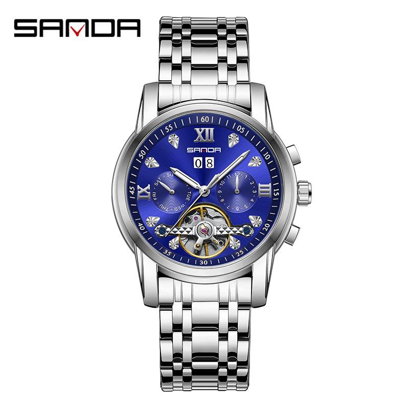 Sanda Men's Automatic Tourbillon Watch with Calendar - Trendy and Cool Design