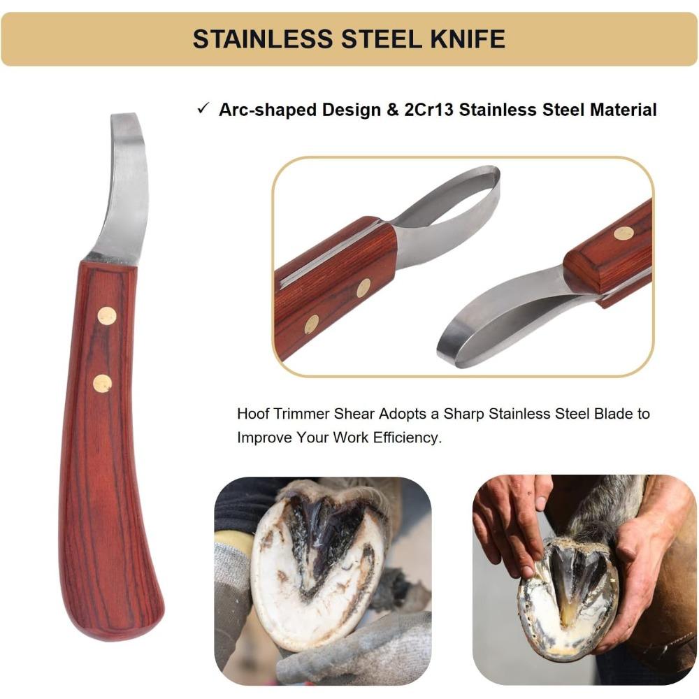Stainless Steel Horse Hoof Trimmer Shears with Rubber Wood Handle Cattle Hoof Cutter Multipurpose for Animal Care