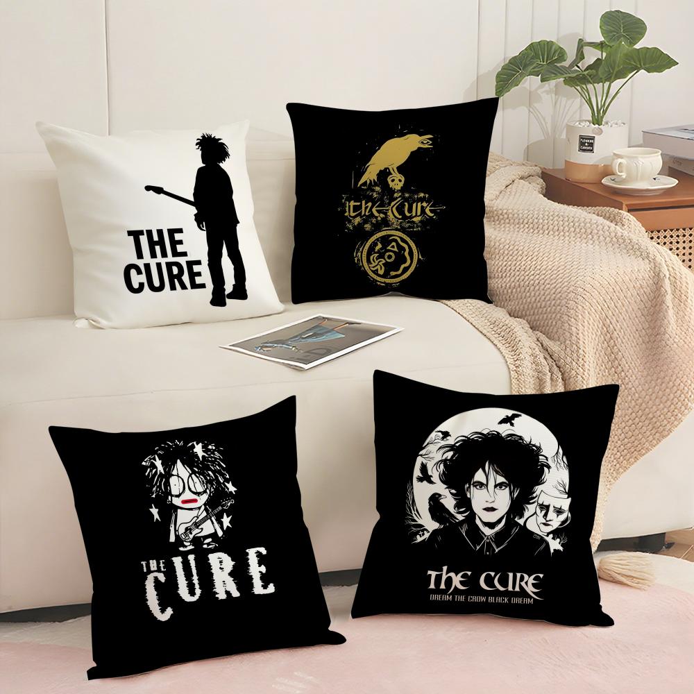 Vintage The C-Cure Rock Band Cushion Cover Soft Short Plush Pillow Cover Smooth Cozy Texture Aesthetic Cushion Case Home Decor