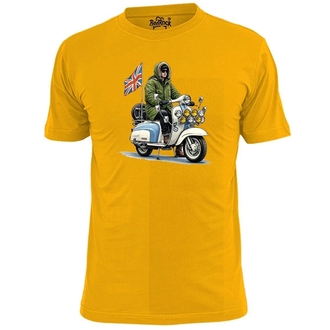 Mens Mod On Scooter Wearing Parka T shirt Weller Jam S