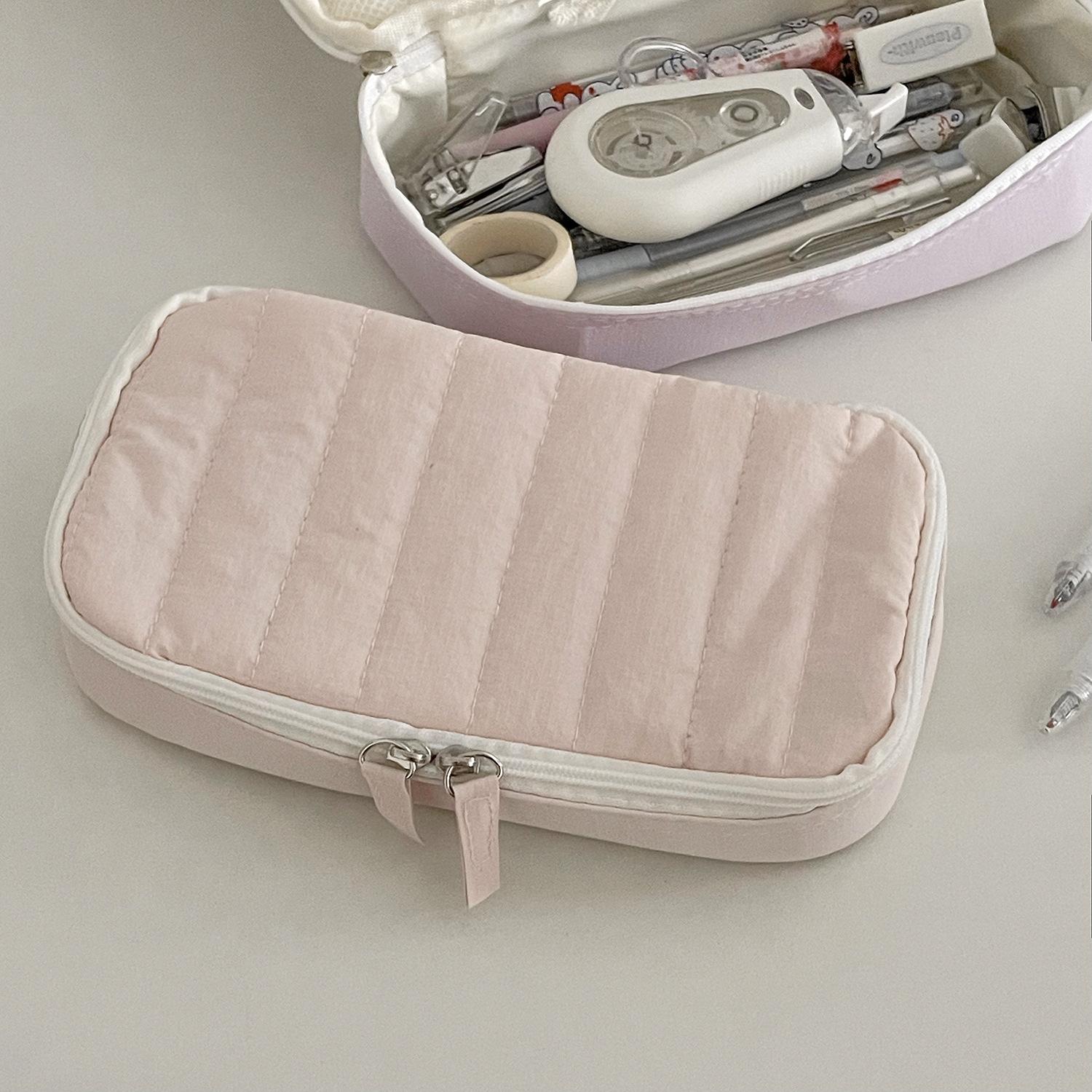 

Pencil case High value student portable Macaron simple stationery box Large capacity vertical bar storage bag