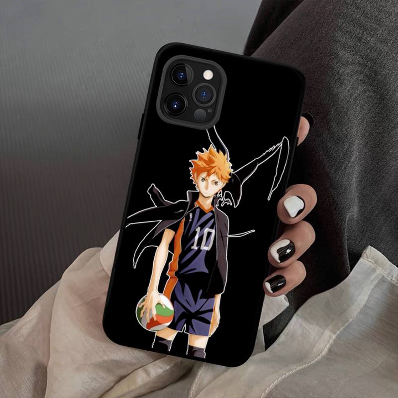 Anime Black Pouzdro na volejbal Haikyuu Silikonové měkké pro iphone 14 13 12 11 Pro Mini XS MAX 8 7 6 Plus X XS XR kryt