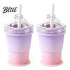 Non-breakable Ice Ball Maker Cup with Lid And Straw 2-in-1 Foldable Silicone Travel Straw Drinking Cup Portable Iced Beverage for Outdoor