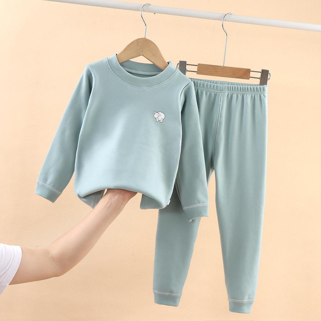 Children's Fleece Autumn Clothes & Trousers Set: Warm Underwear & Loungewear for Boys & Girls