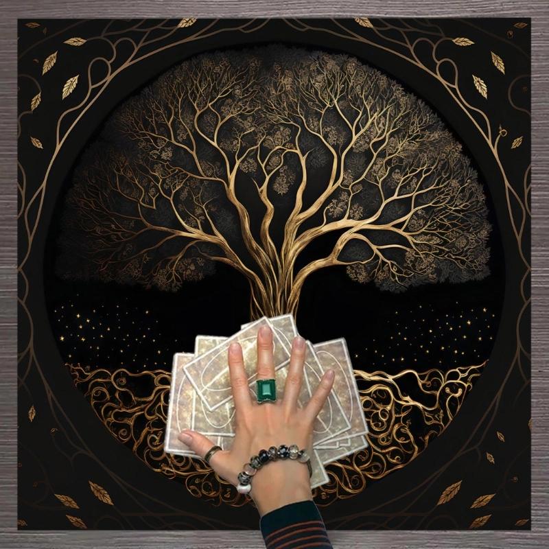 Altar Cloth Life Tree Altar Tapestry Tablecloth Tarot Mat Tarot Card Cloth Witchcraft Tablecloth Linen Table Cover