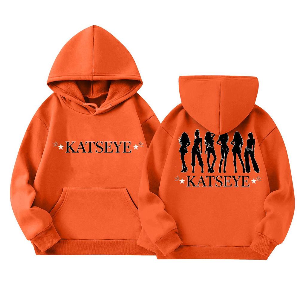 Girls' Fashion Long-Sleeve Hooded Sweatshirt with Print and Pockets