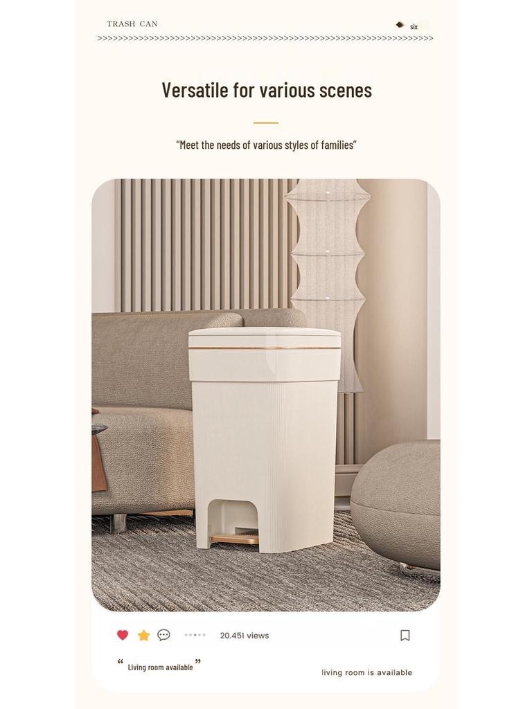 Pedalstyrd soptunna med lock för hemmabruk: Badrum, Kök, Sovrum