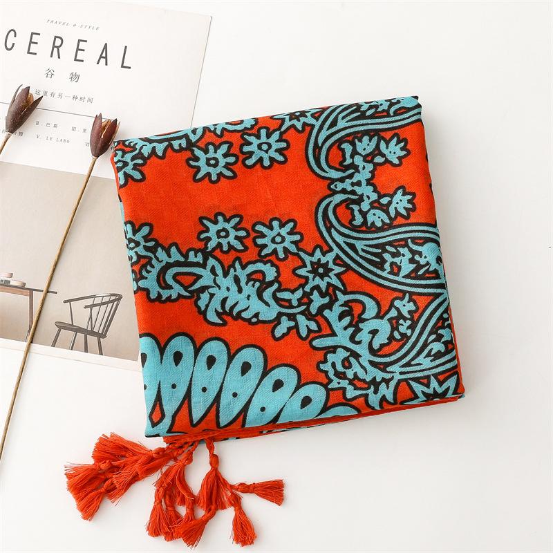 Bohemia Styles Retro Print Designer Ladies Women Viscose Scarf Female Long Shawl Tassel Four Seasons Versatile Muslim Hijab