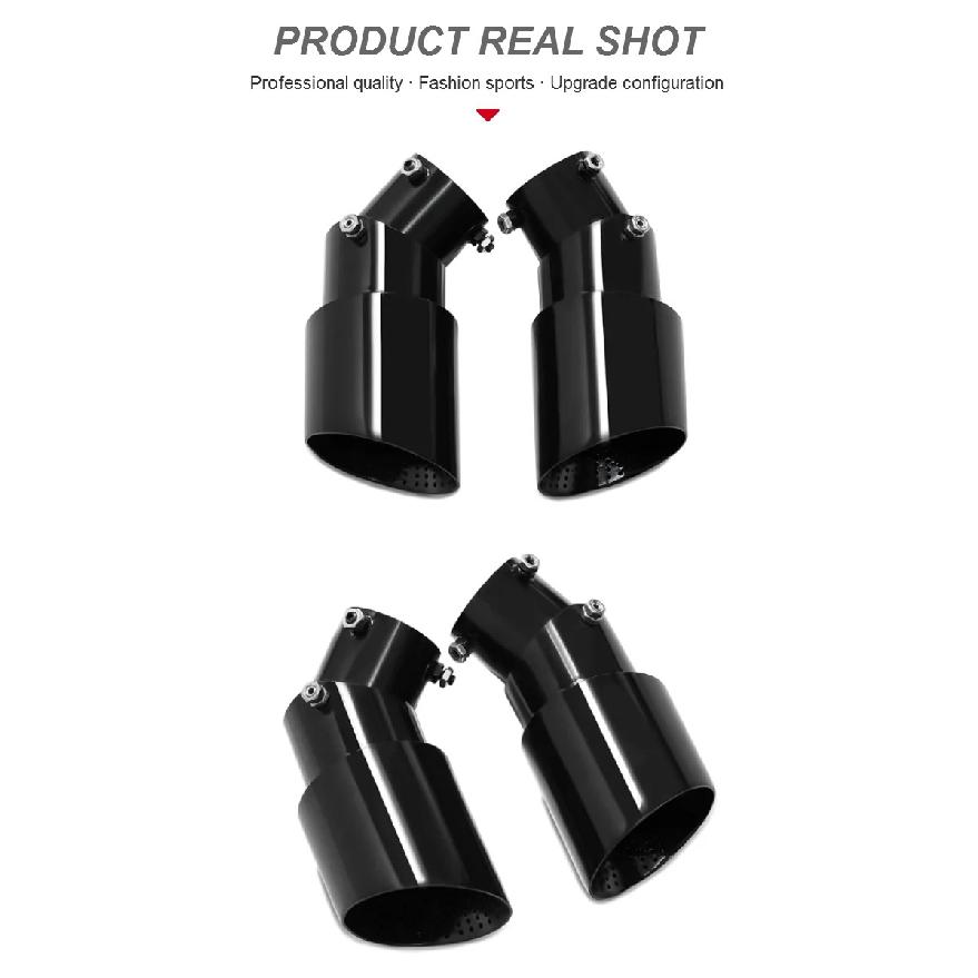 1PCS 1.77-2.55 Inch(4.5cm-6.5cm) Adjustable Inlet Exhaust Tips Bolt-On Design Matte Black Stainless Steel Exhaust Tailpipe Tips