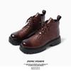 Martin Boots Men's Medium-top British Style High-top Leather Shoes Men's Boots Autumn and Winter Snow Boots Tooling Black Leather Boots 6575-T