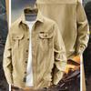 Vintage Men's 100% Cotton Shirt Safari Style Multi-pocket Lapel Top Spring Autumn Long Sleeve Youth Loose Shirts Plus Size M-6XL
