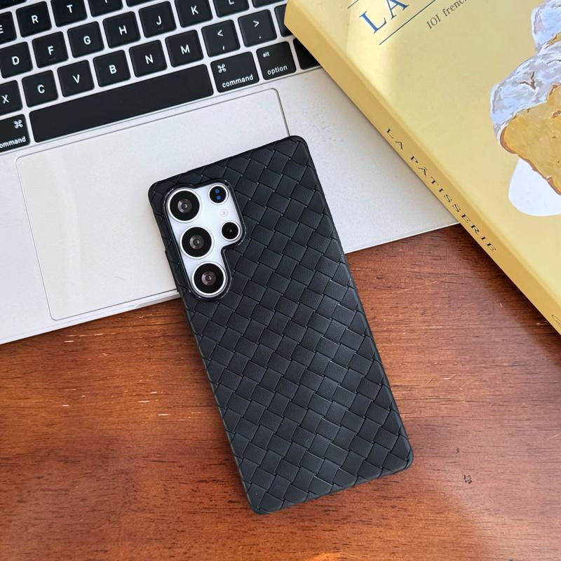 Premium Solid Color Woven Soft Leather Case for Samsung S25 Ultra Galaxy S25PLUS Cooling Soft Anti-fall Back Cover