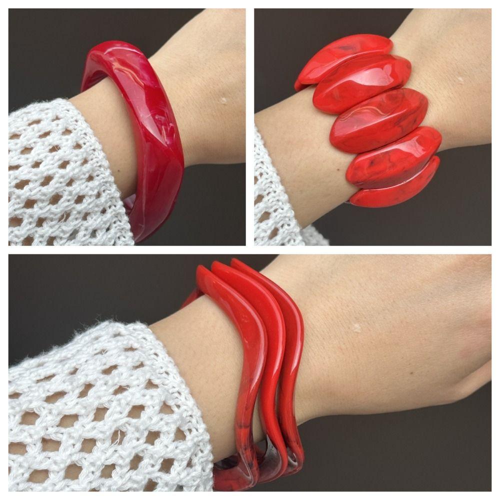 

Wave Shape Exaggerated Bracelet Irregular Women Bangle Personality Resin Bracelet Ladies Style A